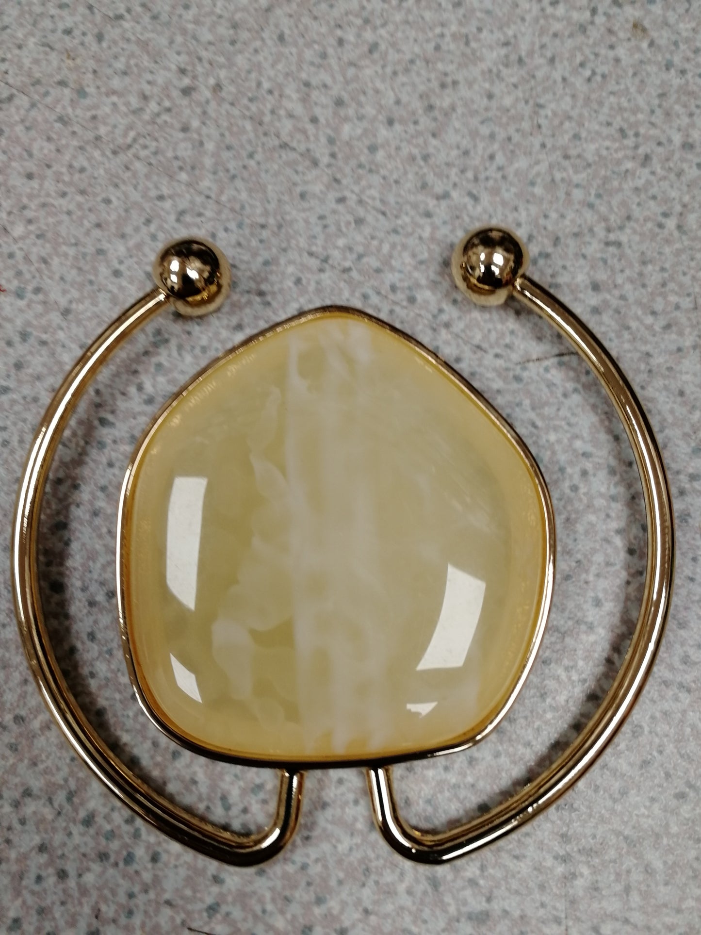 Large Cream Stone Buckle, Gold Buckle, Buckle, Bulldog Buckle