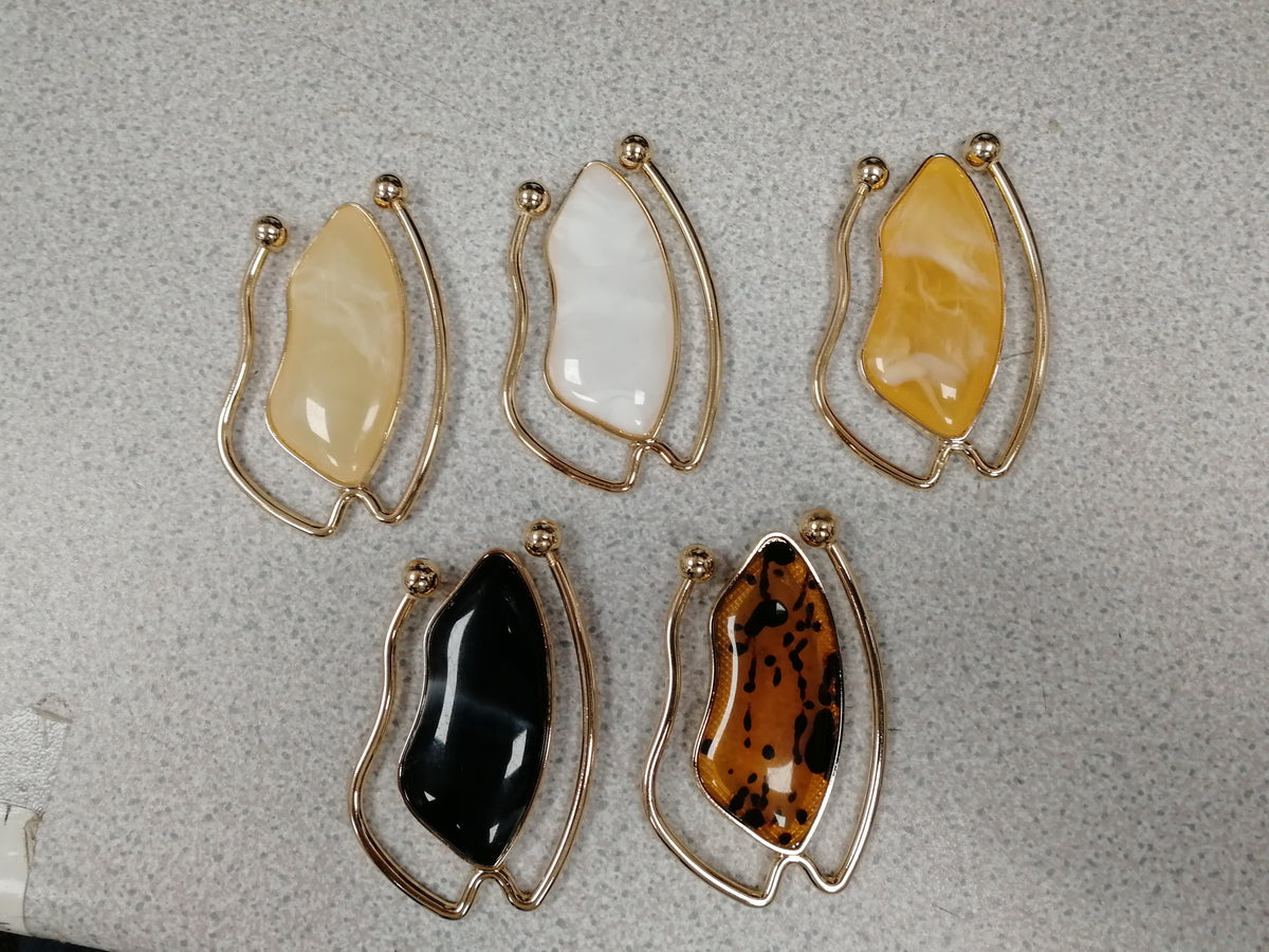Misshapen Stone Buckle, Gold Buckle, Buckle, Bulldog Buckle 5 Colours