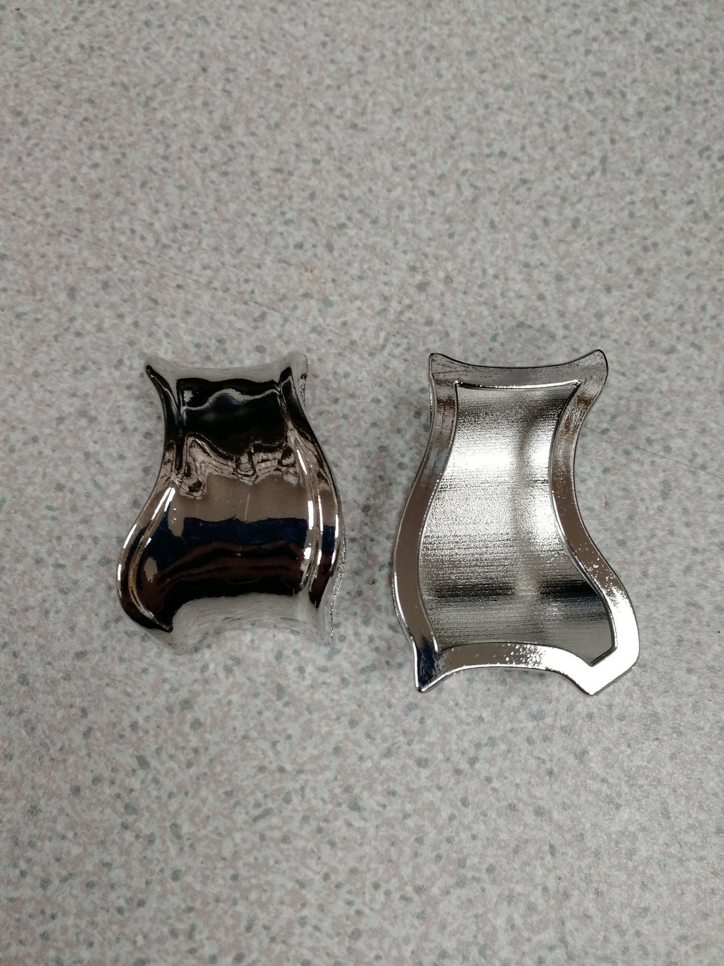 Silver Half Tube holders on garments, Tube buckle, Swimwear buckle, dress buckle.