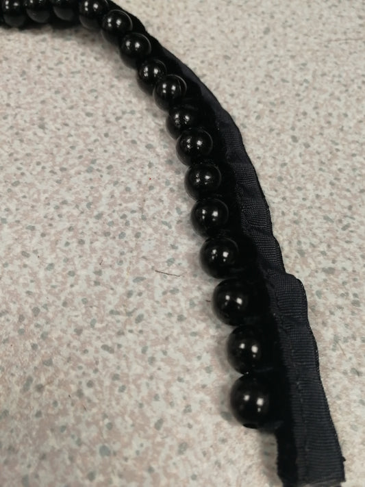 Black Bead on trim, Pearl trim, Edging lace, Bridal Trimming, Pearl Edging Trim, Sash Pearl Wedding,