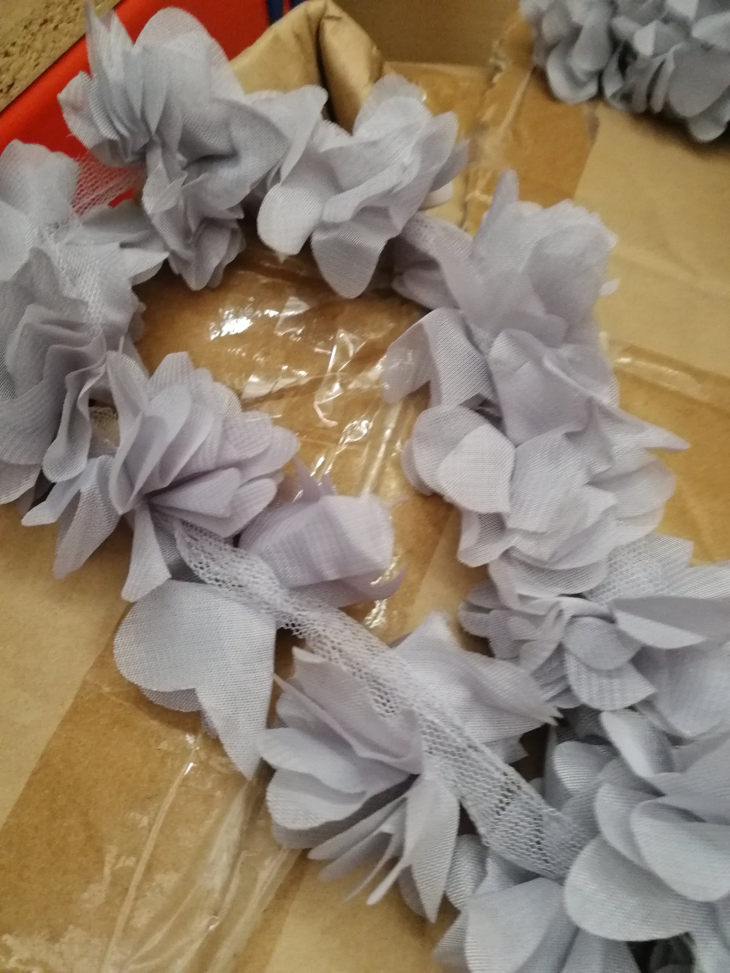 Flower Trim, Mesh Band with Flowers 3 colours, floral tape, floral decor
