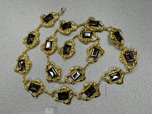 95cm gold and black stone belt, Metal belt
