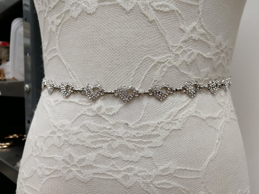 Heart belt, Diamante belt, silver belt, belly belt
