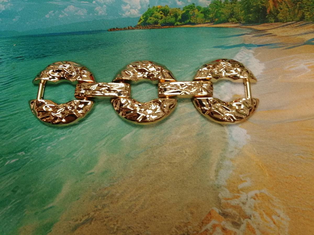3 RINGS buckle, hammered buckle, buckles, gold buckles