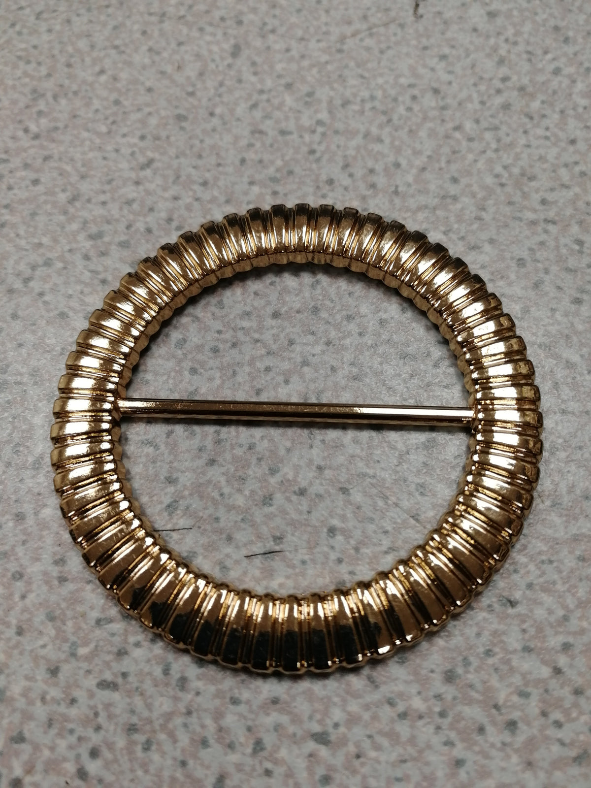 Round Grooved Gold buckle, vintage buckle, gold buckle, dress buckle, hammered buckle