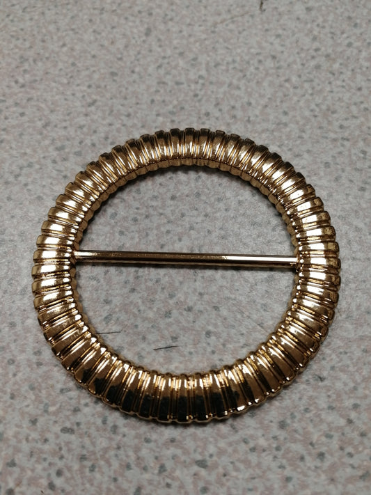Round Grooved Gold buckle, vintage buckle, gold buckle, dress buckle, hammered buckle