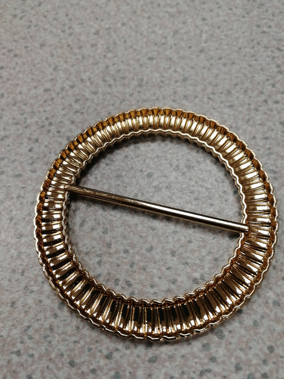 Round Grooved Gold buckle, vintage buckle, gold buckle, dress buckle, hammered buckle