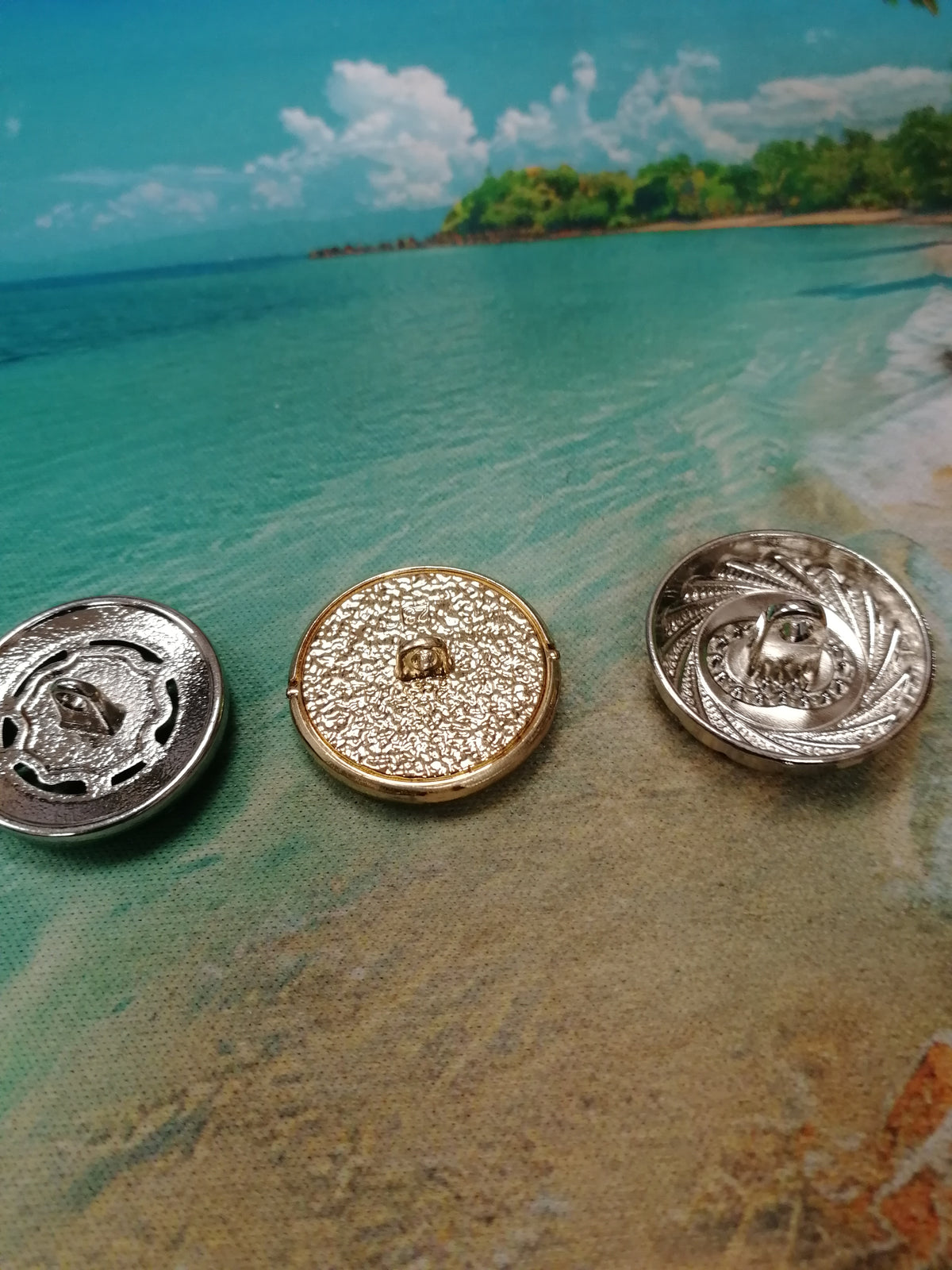 Three Different Diamante Round Shank Buttons