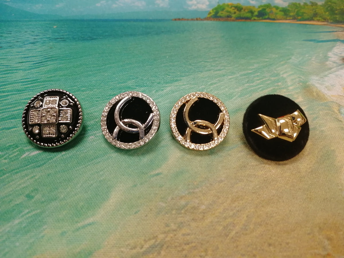 Four Different Diamante Round Shank Buttons