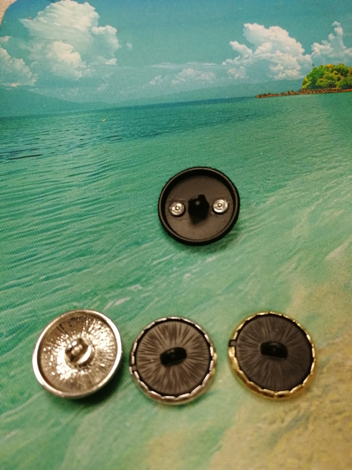 Four Different Diamante Round Shank Buttons