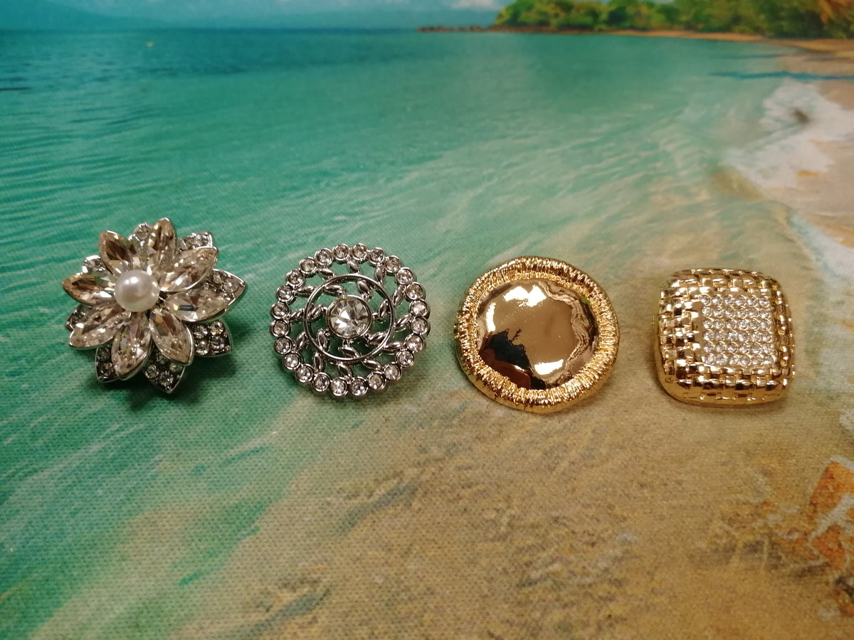 Four Different Diamante Shank Buttons