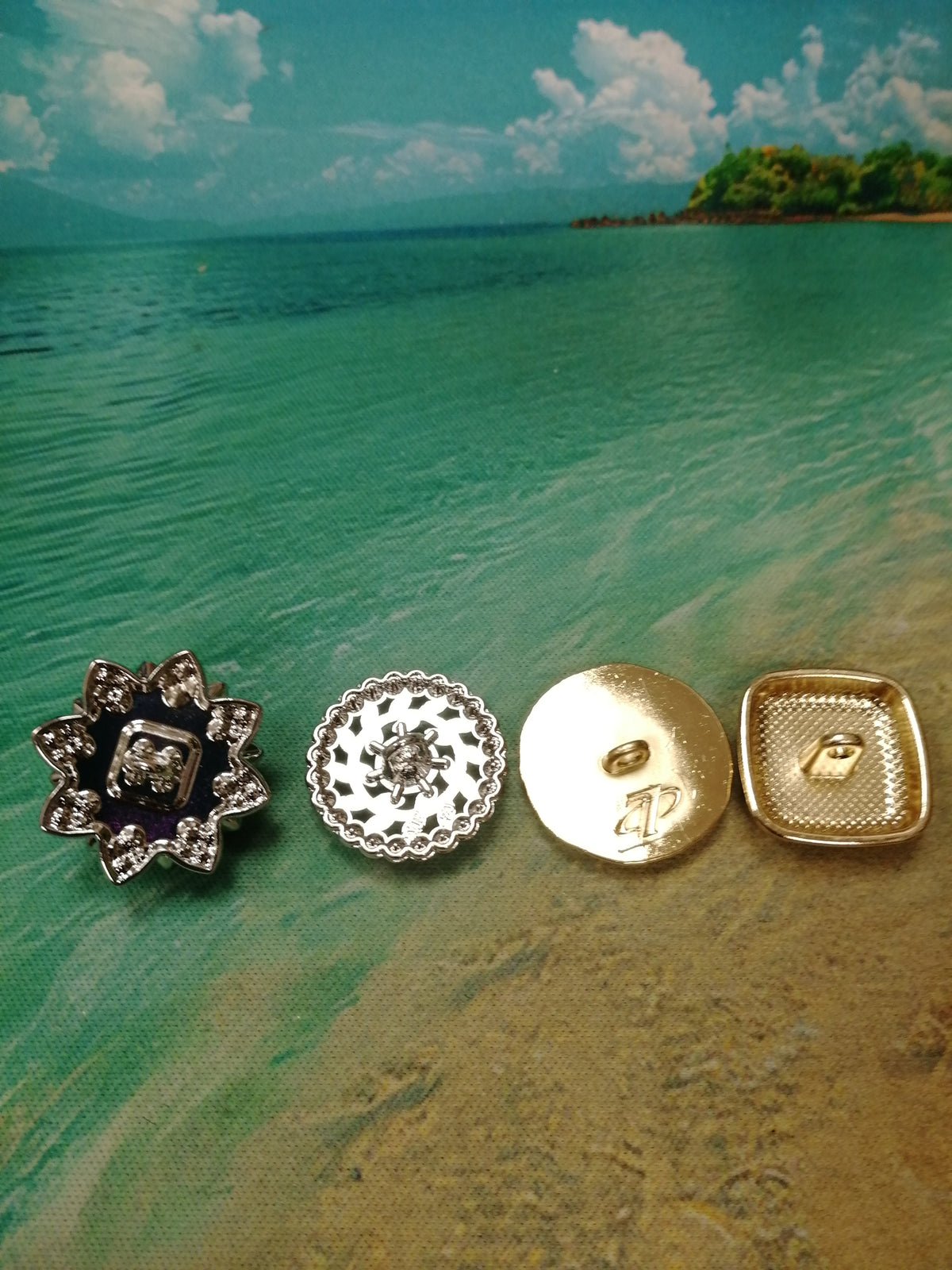 Four Different Diamante Shank Buttons