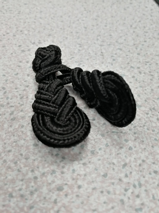 Frog Fasteners, Frog Closure Buttons, Chinese Buttons in Black Braid Frog Fasteners, Chinese buttons