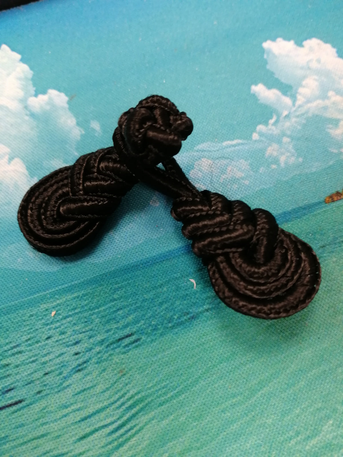 Frog Fasteners, Frog Closure Buttons, Chinese Buttons in Black Braid Frog Fasteners, Chinese buttons