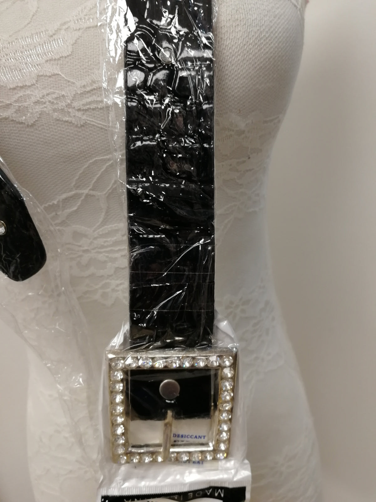 Black Diamante belt, skater belt, shiny belt, patent belt, dress belt, black belt