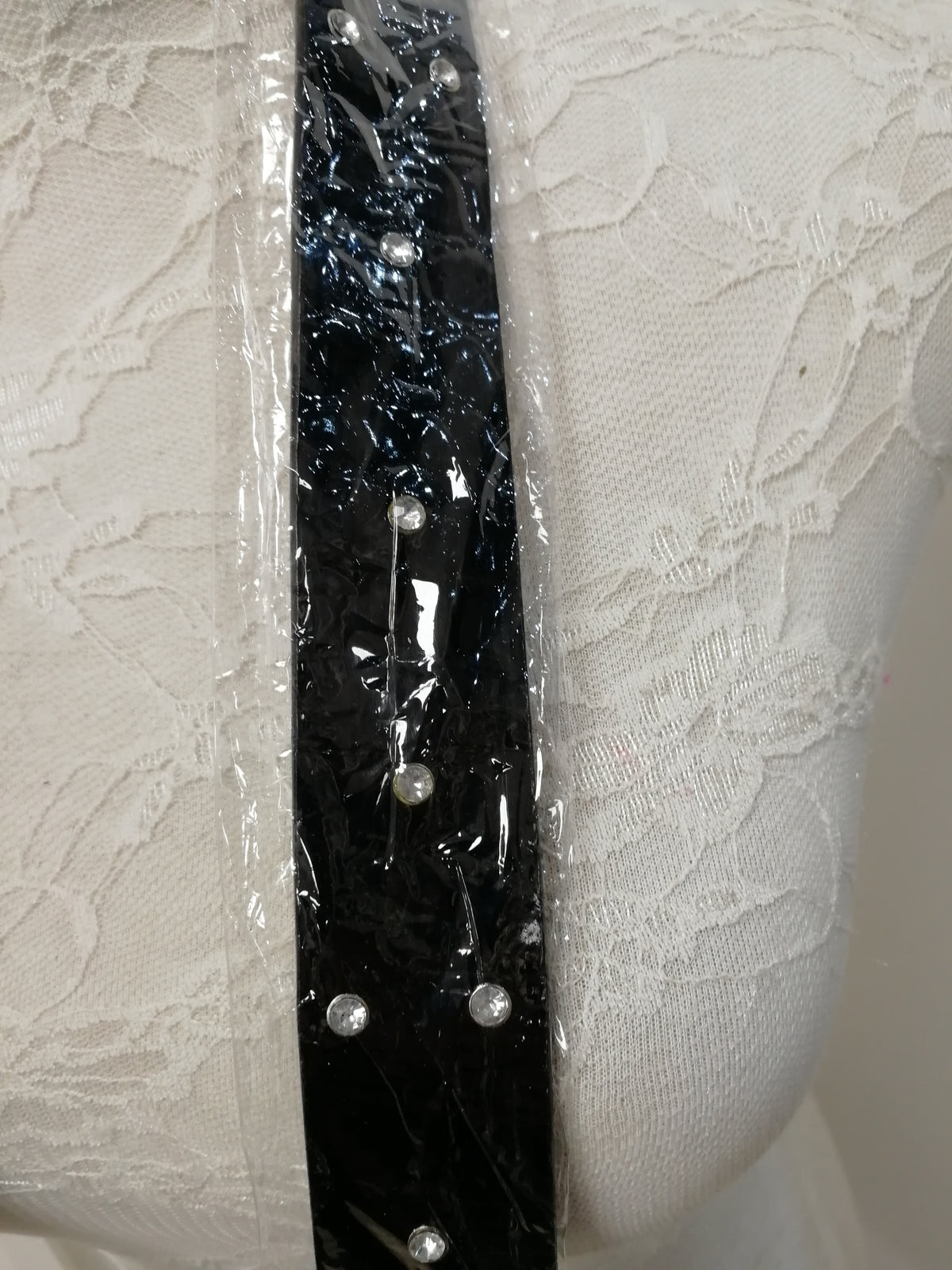 Black Diamante belt, skater belt, shiny belt, patent belt, dress belt, black belt