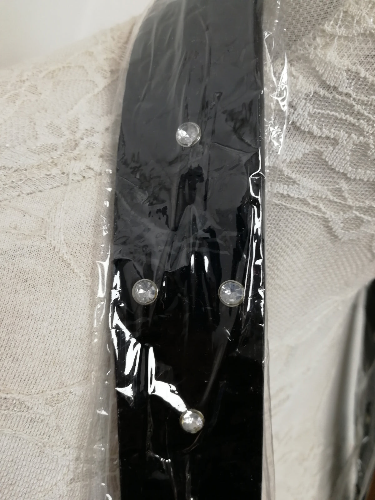Black Diamante belt, skater belt, shiny belt, patent belt, dress belt, black belt
