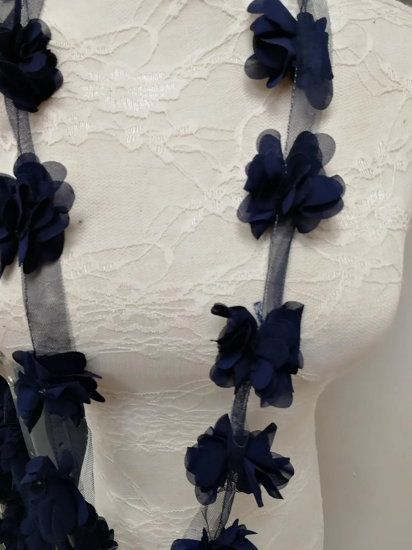 Flower Trim, Mesh Band with Flowers 3 colours, floral tape, floral decor