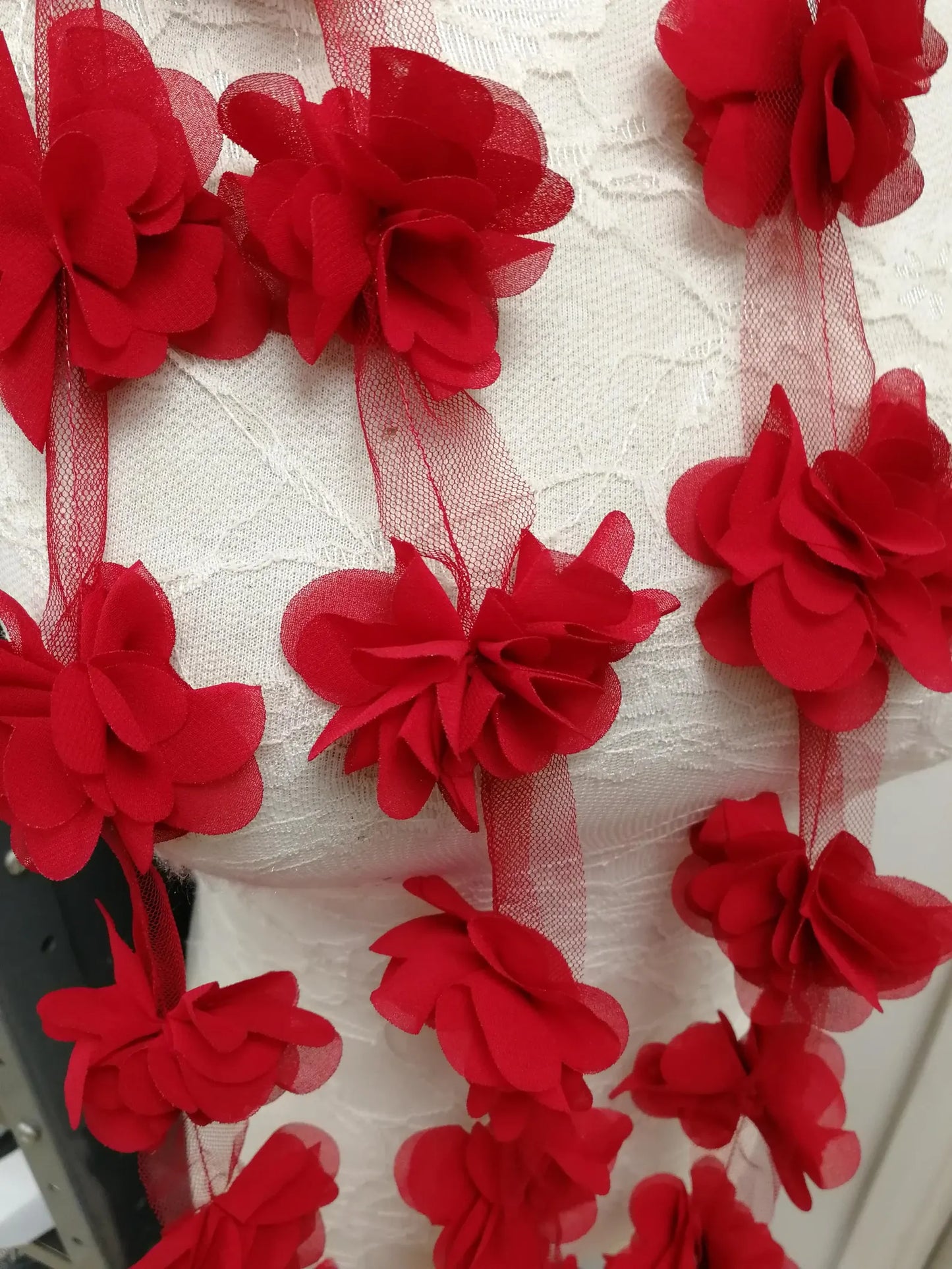 Flower Trim, Mesh Band with Flowers 3 colours, floral tape, floral decor