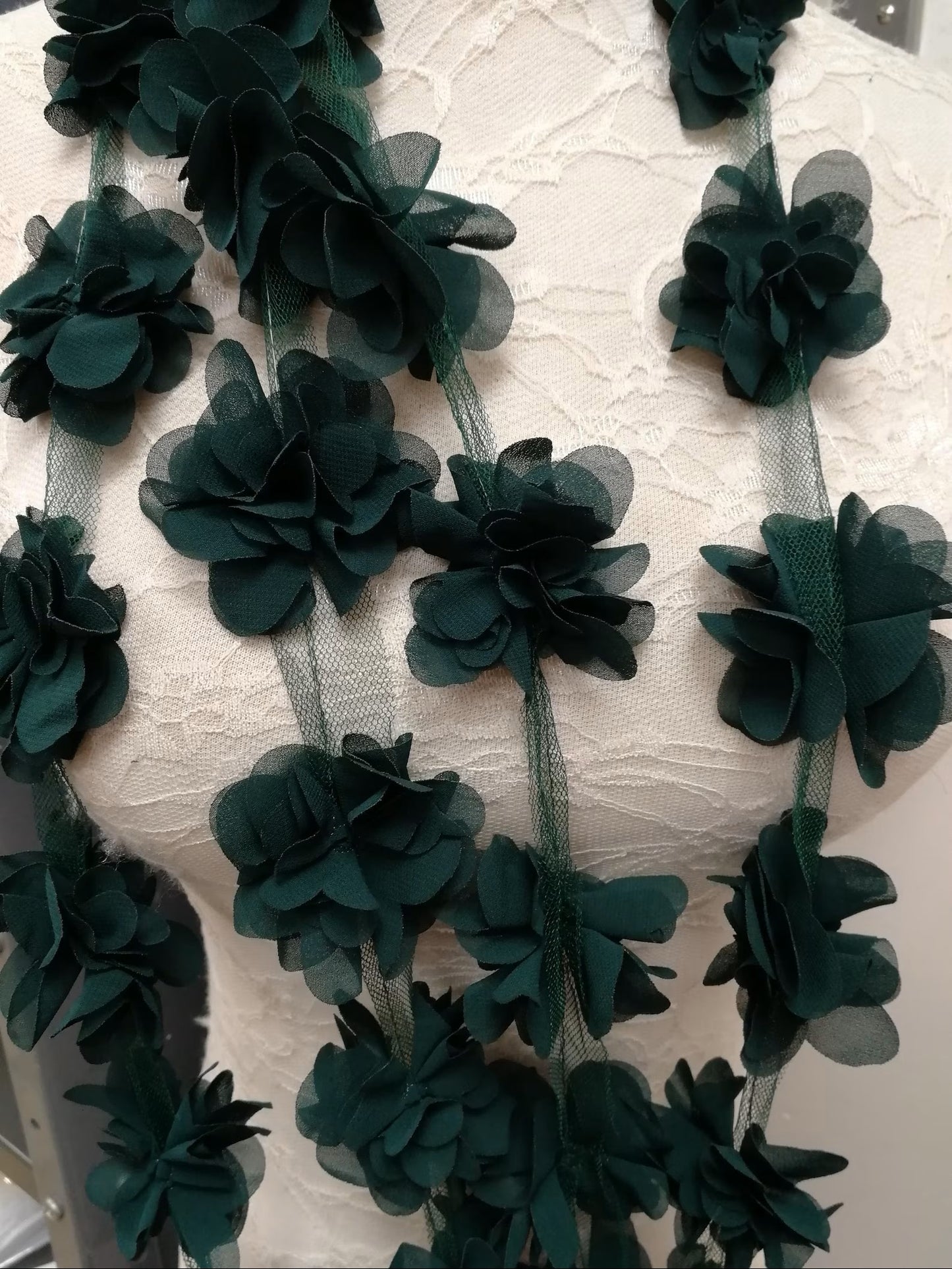 Flower Trim, Mesh Band with Flowers 3 colours, floral tape, floral decor