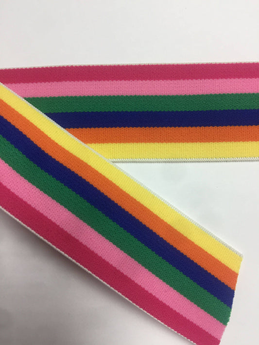 40mm Soft Woven Rainbow Elastic, 4cm elastic, fancy elastic, rainbow elastic