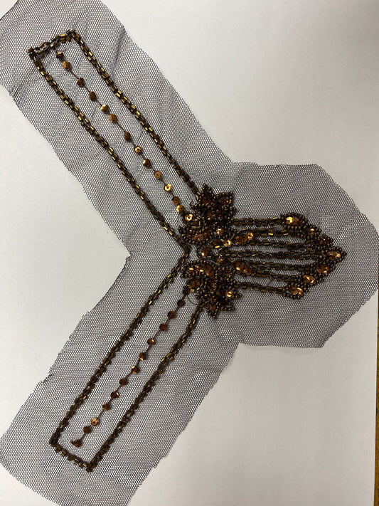 2pcs Beaded and sequins neck trim