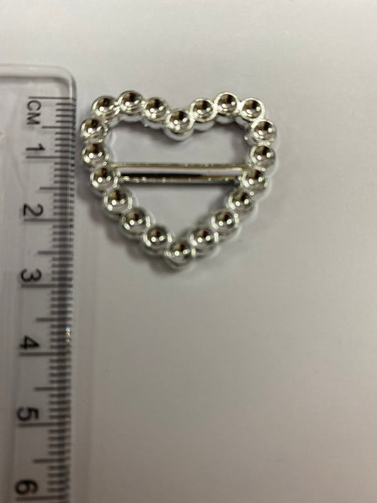 8pcs ABS Light weight diamond cut heart buckle slide