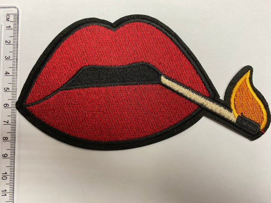 Embroidered Lips Motif, iron on patch, lips patch, glue on patch, badge iron on, badges