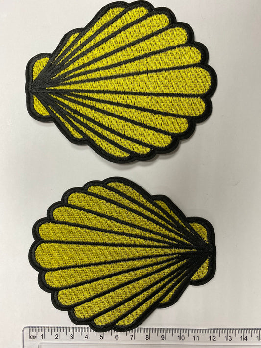 Embroidered Motif, badges, shell, embroidery, badge, shell badge