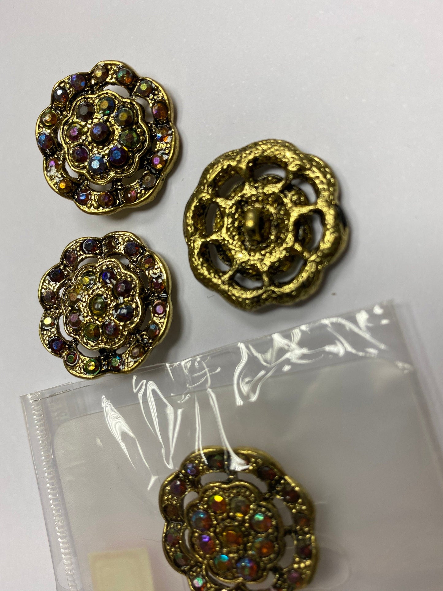 25mm, Diamante button, (Shank) 40L, brass diamanté button shank, diamanté button, vintage buttons, antique buttons, buttons