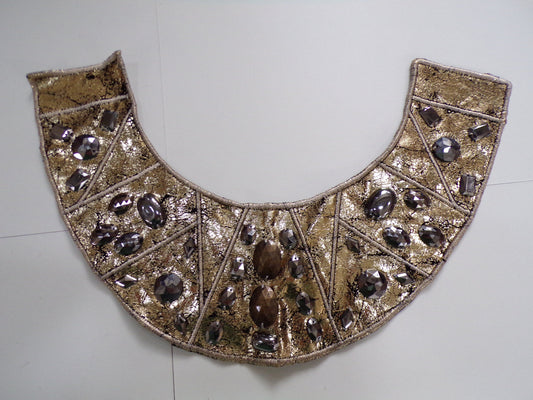 Exquisite Beaded diamond Gold Collars Applique, Round Neck