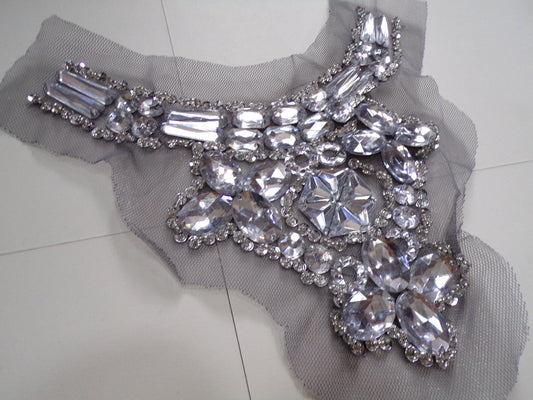 Exquisite Jewel diamond Necktrim, Bling Collar Applique, Clear Stone Trim