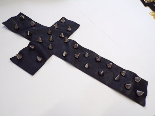 Studded Cross Applique 30cm, appliqué, cross, stud, gothic cross