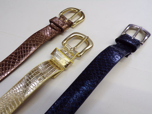 Women's Snake Design Belt -Thin Style - In Navy, Gold, Bronze, quality belts, faux snake skin belt, belts, fashion belts, 2cm belt