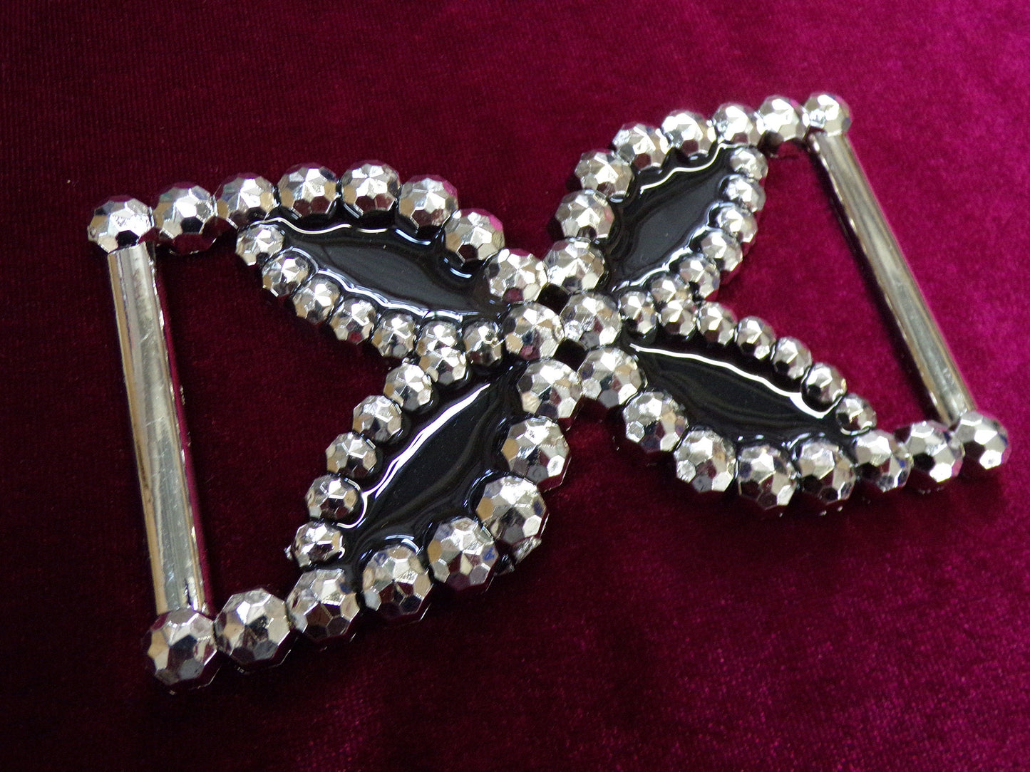 Beautiful Silver & black epoxy Sparkly Diamante Buckle Strap, Swimwear, Lingerie, Cards, Crafts, buckles