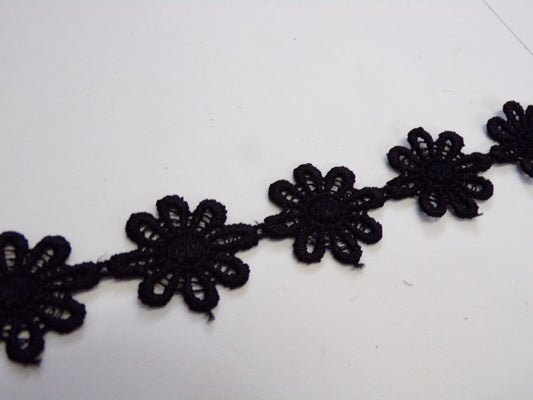 20mm Daisy Trim, Black Floral Thin Trim, Floral Lace, Decorative Trim, Lace Tape Trim, Decor, Craft, Daisy tape, Daisy trim, Daisy Lace