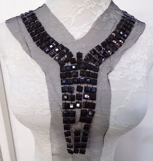 Sequin Neck Trim, jewel neck trim, v neck, jewel, couture trim