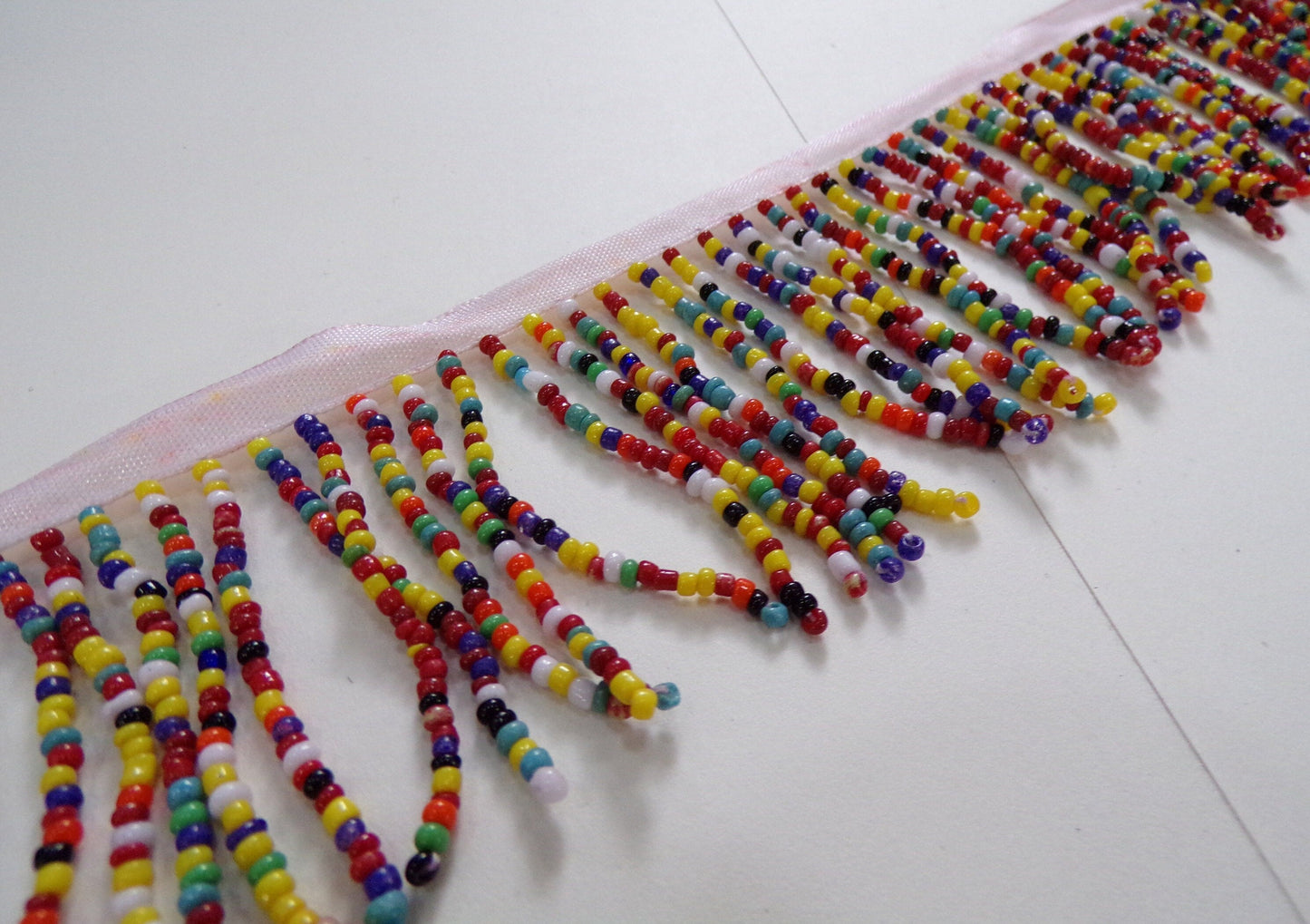 Multi Coloured Acrylic Beaded Trim, bead fringe, beaded tassel, multi tassel bead, beaded fringing, beads, fringe