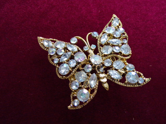 Diamante Butterfly buckle in Gold tone, vintage buckle, belt buckle, jewellery butterfly buckle for belts, swimwear, lingerie, dancewear