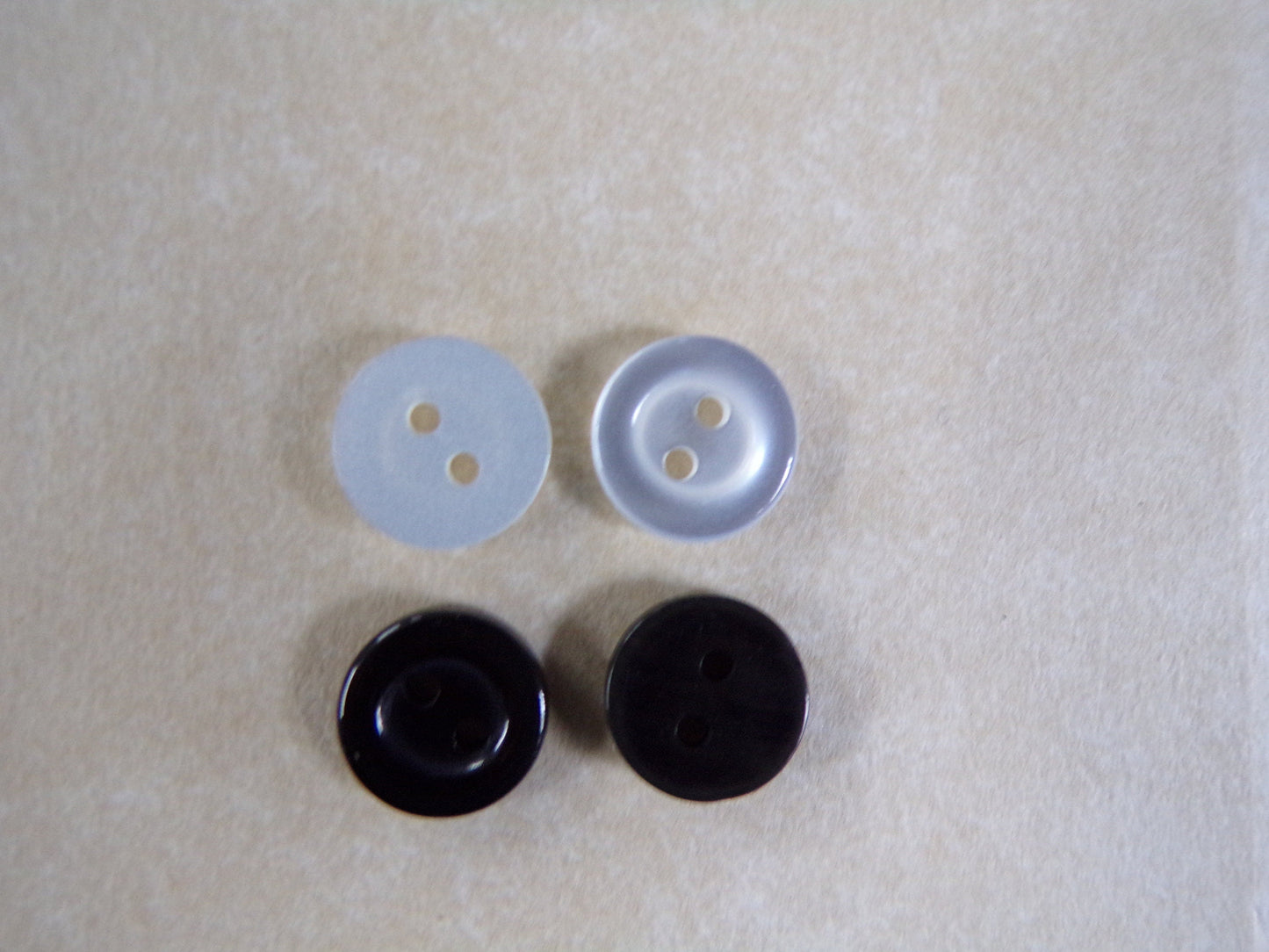 11.5 mm - 18L, Black or White 2 Hole Buttons, shirt buttons, ring edge buttons