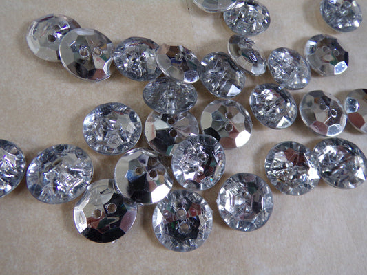 Diamante Silver Buttons 24L-16mm 36L-23mm, Dress buttons, Shirt Buttons, mirror buttons, diamante buttons, buttons, costume buttons, buttons