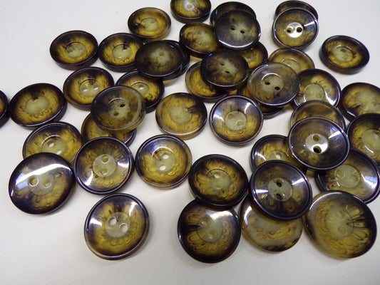 Horn buttons 15mm(24L), 19mm(30L), 25mm(40L), buttons, bone buttons, black buttons, 3 sizes