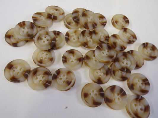 6pcs, Horn Buttons, 4-hole, 18mm 28L or 21mm 34L - 4 hole buttons, brown buttons, bone buttons, beige buttons, 2 sizes