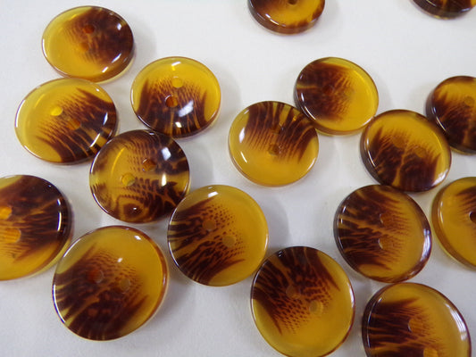 10pcs Flat Amber Buttons 2-hole 18mm 28L TTS Torte-shell