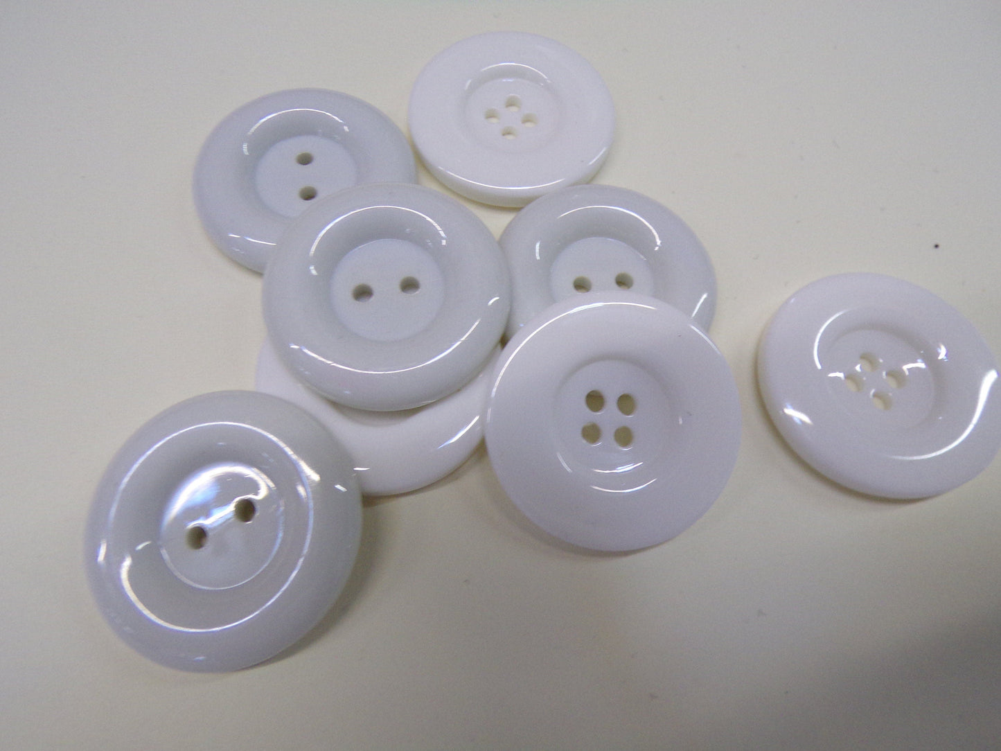 White Buttons 28mm(44L) 2 or 4 hole 6pcs