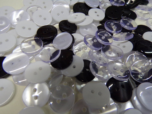 10pcs Black, White Buttons 12.5 mm 20L 2 hole, shirt buttons