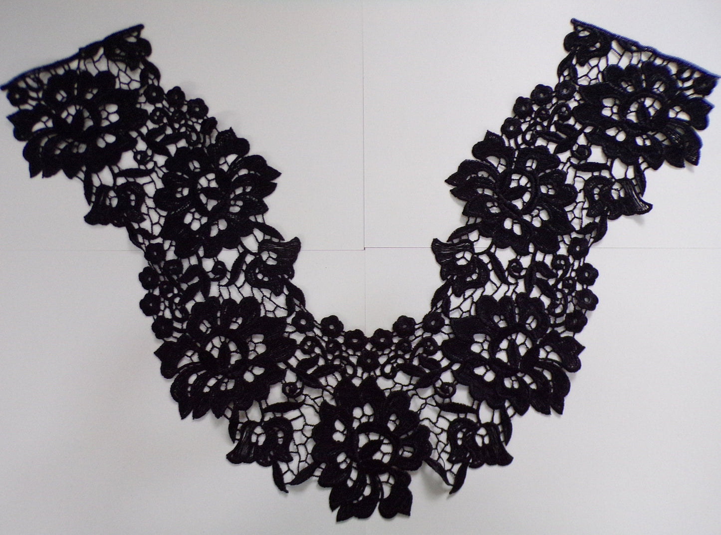 Large Black Lace Applique Necktrim