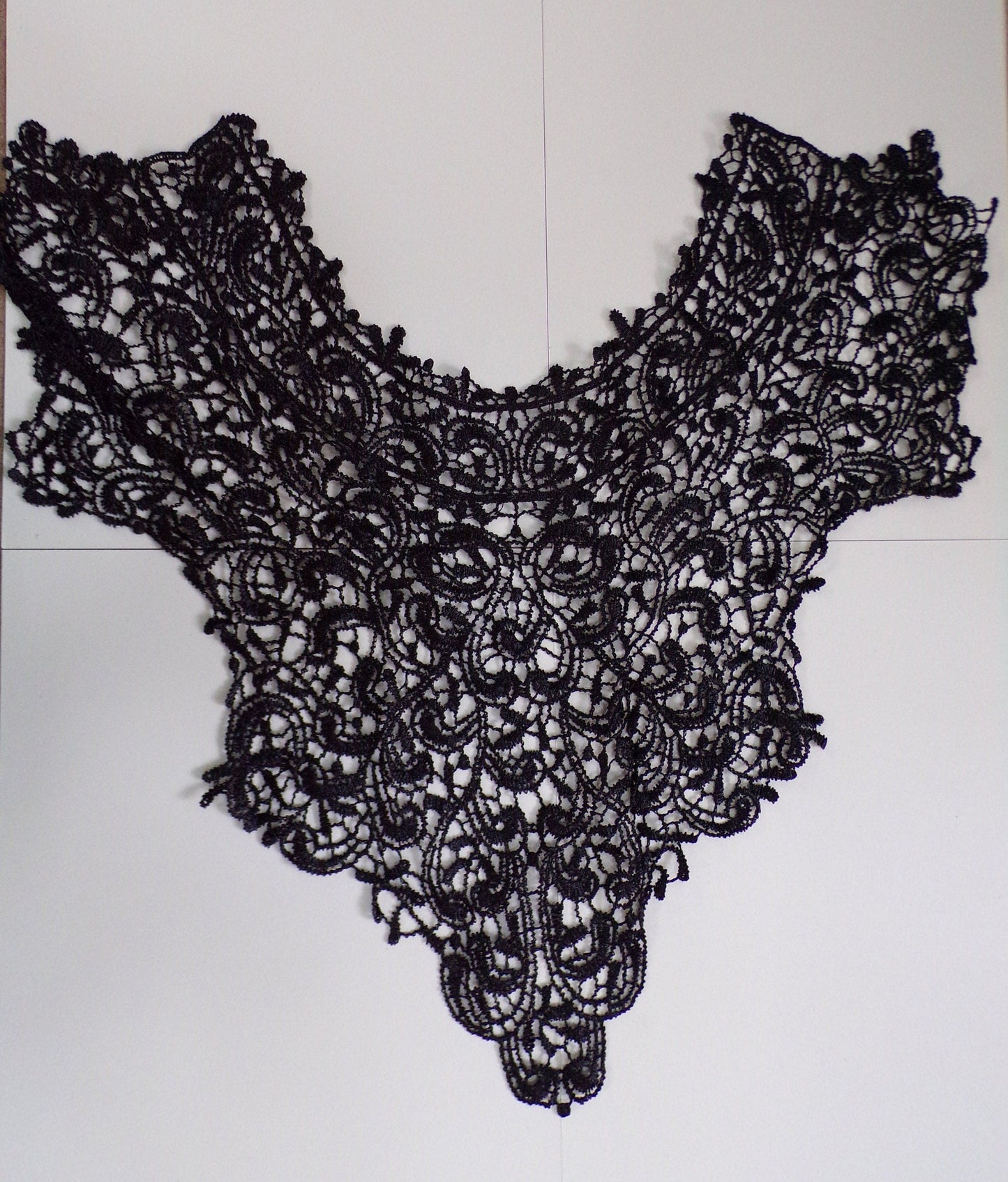 A top-quality guipure Lace Necktrim in black colour. Embroidered Collar