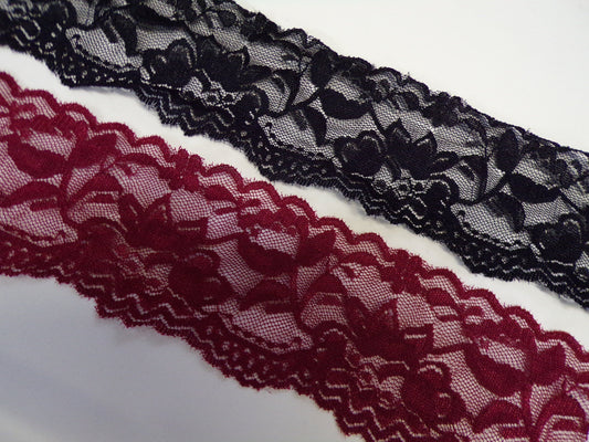 6cm wide Beautiful Black Wine Lace Trim Dress, Lingerie, Headband, Sewing lace, stretch lace