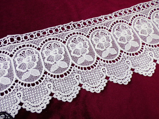 Black or White, Embroidered Lace Trim, 15.5cm, Vintage Style Lace for home decor, sewing, craft, cotton lace, poly lace, lace, fashion lace